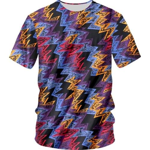 Fashion Funny T-shirt Men Tshirt 6XL Flash Electric Wavy Pattern Print Hip Hop Tops Tee Casual Camiseta Short Sleeve 3d T Shirt