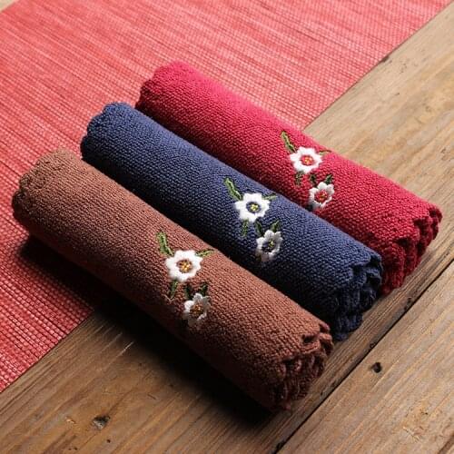 Soft Polyester Brocade Plum Blossom Tea Towel Tea Ceremony Tea Set Accessories Thermal Insulation Towel Tea Mat Pot Mat