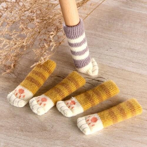 Chair Leg Socks Cat Paw Table Foot socks Chair Leg Covers Floor Protection Pads Moving Noise Reduction Non-Slip Knitting Socks