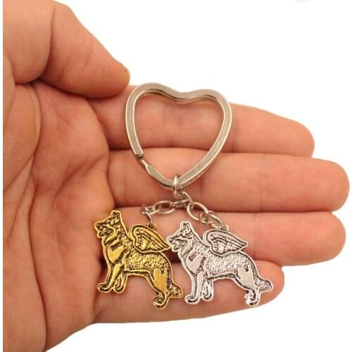 German Shepherd Dog Animal Antique Gold Silver Plated Metal Pendant Keychain For Bag Car Women Men Love Jewelry K175