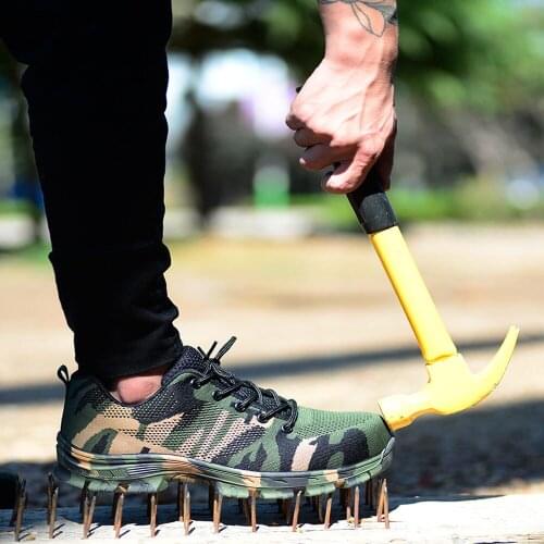 2019 New Mens Plus Size Outdoor Steel Toe Cap Military Work & Safety Boots Shoes Men Camouflage Army Puncture Proof Boots ST329