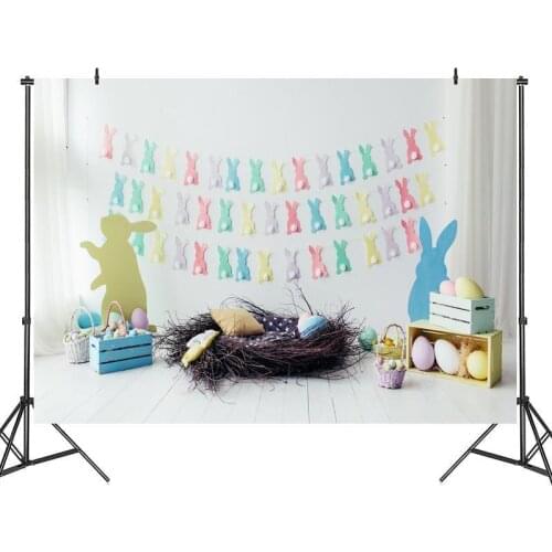 Easter Bunny Spring Photography Backdrops Kids Photo Background Props for Holiday Party Wall Decorations Banner