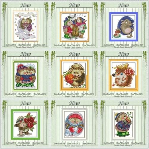 Hedgehog apples animal cartoon decor painting counted print on canvas DMC 11CT 14CT kits Cross Stitch embroidery needlework Sets