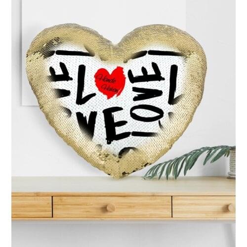 Personalized Valentines Day Gold Glitter Magic Heart Pillow-74