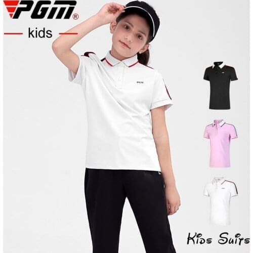 PGM New Golf Girls Short-sleeved T Shirts Childrens Clothing Spring Summer Trousers Breathable Quick Dry Little Girl Wear Pants