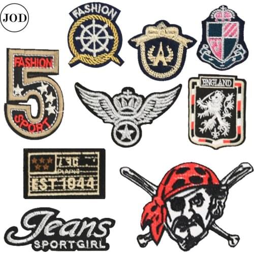 Pirate Crown Jeans Iron Patch on Clothes DIY Sew on Embroidered Patches for Clothing Applique Biker Accessories Stickers Badge