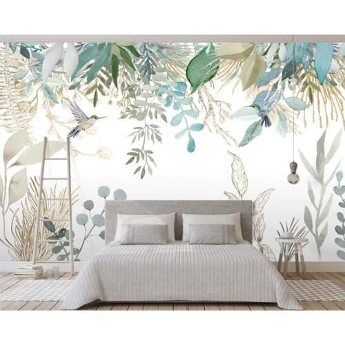 Beibehang Custom silky papel de parede wallpaper modern minimalist fresh rainforest plant banana leaf garden mural background