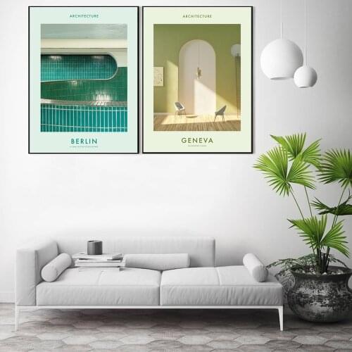 Nordic Architecture Poster Berlin Geneva Canvas Painting Building Art Print Decoration Wall Picture For Living Room Home Décor