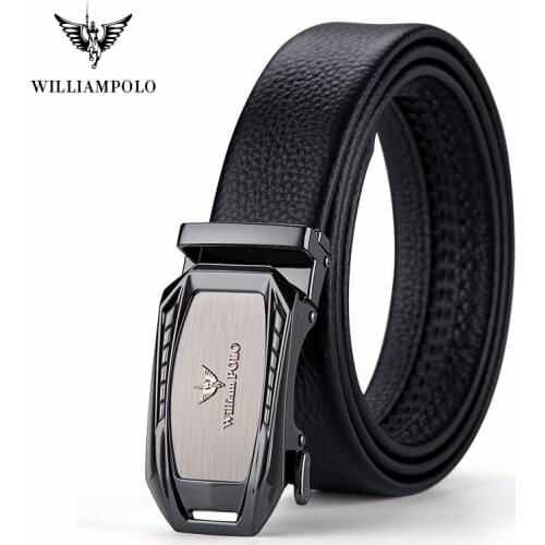 WILLIAMPOLO Men‘s Belt Male Genuine Leather Belt Strap Belts For Men Fashion Designer Business New Belt Alloy Automatic Buckle