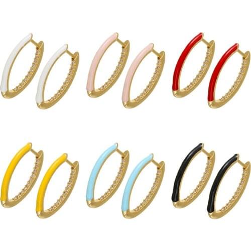 1 PCS Ear Hoop Earrings Circle aretes Mujer Round Gold Earring Fashion Geometric Jewelry Brinco Candy Color Bijoux for Women