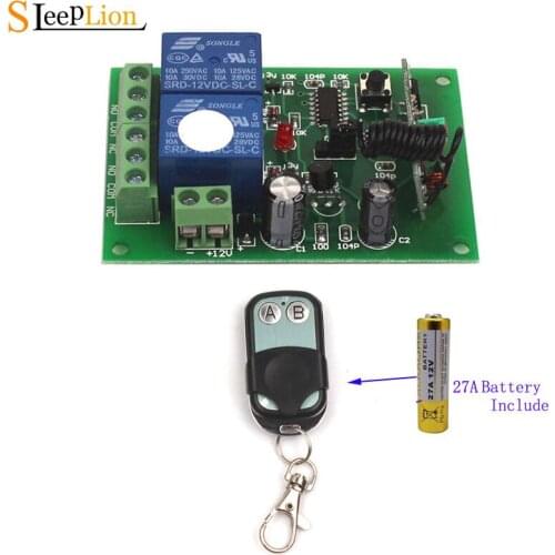 Sleeplion 315/433MHz Remote Switch 12V 2CH Switch Relay Wireless Remote Control Relay Module 12V 2Chanel Transmitter Receiver