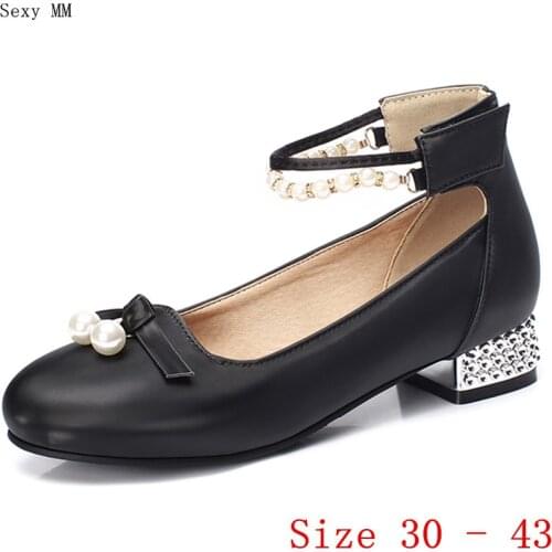 Pumps Women Oxfords Career Shoes Low Med Heels Woman Low Med Heel Shoes Small Plus Size 30 31 32 33 - 40 41 42 43