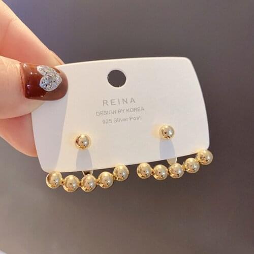 2021 New Korea Fashion Web Celebrity Earrings Golden Color Geometric Earrings for Women Eardrop Ear Stud Jewelry Wholesale