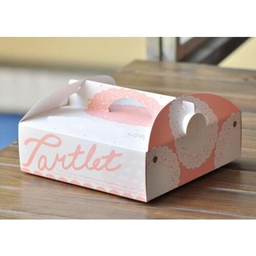 10pcs Pink Cheese Cake Paper Box Cookie Container gift Packaging Wedding Christmas Use