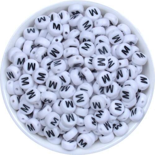4*7mm Single Letter M 100pcst White Alphabet Beads Acrylic Letter Beads for Jewelry Making Kid Diy
