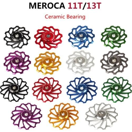 2pcs MEROCA MTB Mountain Bike 11T 13T Ceramics Bearing Jockey Wheel Rear Derailleur Pulley Jockey Wheels Compatible For Shimano