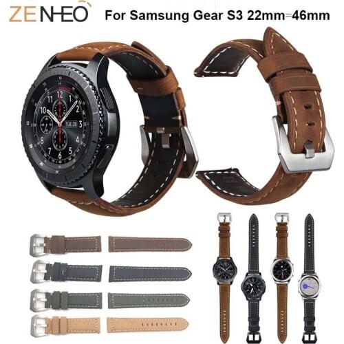 22mm Classic men Bracelet Leather Watch strap For Samsung Galaxy Watch 46mm band for Samsung Gear S3 Watchbands Replacement