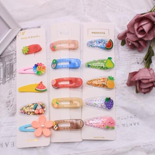 5Pcs/Set Cartoon Children Hairpin Colorful Cute Acrylic BB Clip New Korean Hair Accessories