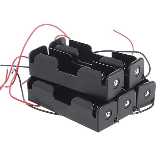 5 Pcs Small size Plastic 3x18650 Rechargeable Battery 3.7V Clip Holder Box Case With Wire Lead
