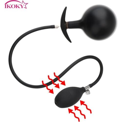 IKOKY e Anal Plug With Metal Ball Dildo Pump Adult Products InflatablSex Toys for Women Prostate Massager Butt Dilator