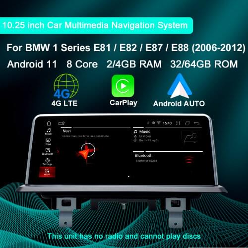 10.25'' Car Multimedia GPS Navigation Android 10 For BMW 1 Series 120i E87 E81 E82 E88 CCC CIC 2005-2012 Stereo Player Idrive