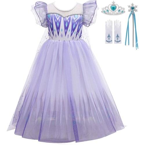 Girls White Elsa Long Dress Kids Cosplay Snow Queen 2 Elza Costume Children Fancy Disguise Elsa Birthday Party Princess Dresses