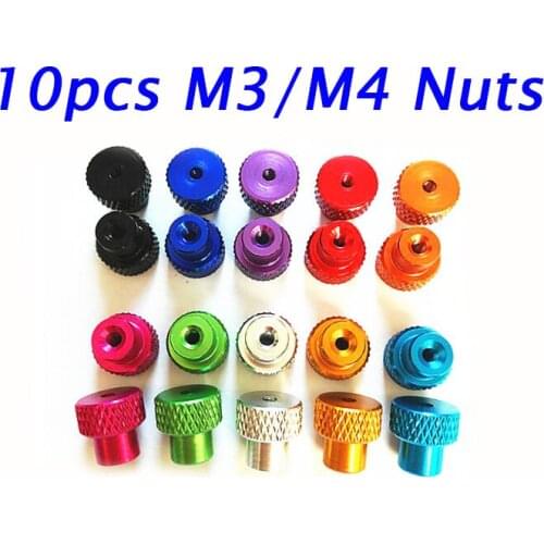 Free Shipping 10 Pcs M3/M4 Hand Tighten Screw Nuts Aluminum Alloy 3/4mm Hand Lock Nuts
