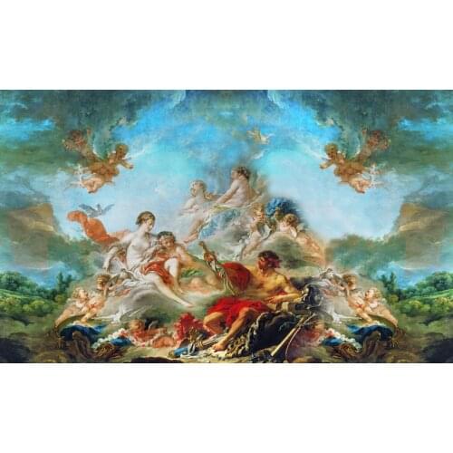 Free shipping classical religious figures nude art angels landscape canvas prints oil painting on canvas wall decoration picture