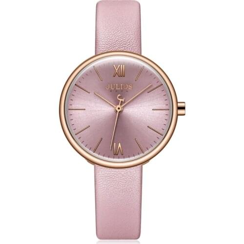 New Lady Womens Watch Japan Quartz Classic Fashion Simple Hours Bracelet Real Leather Clock Girls Birthday Gift Julius Box