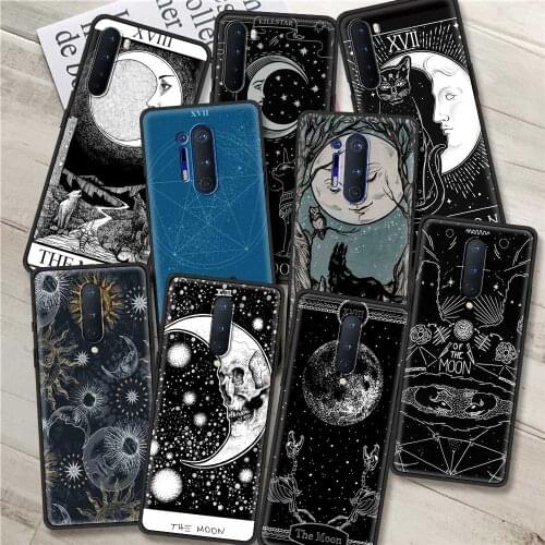 Black Soft Case for OnePlus 8 Nord N10 5G Z 8T 7 9 Pro N100 9R 7T 6 6T 7Pro 8Pro Shockproof Phone Cover Moon Tarot Mystery Totem