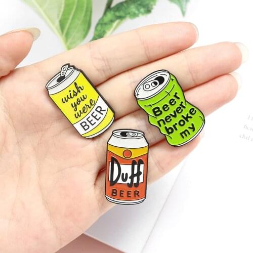 Duff Beer Enamel Pins Needle Neve Broke Mecartoon Yellow Brooch Clothes Lapel Backpack Badge Jewelry Gifts for Friends