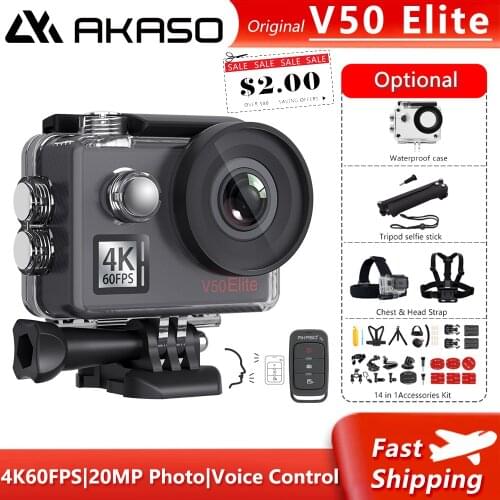 AKASO V50 Elite 4K/60fps Action Camera WiFi Touch Screen EIS Waterproof Sports Camera Voice Control Underwater Helmet Sport Cam