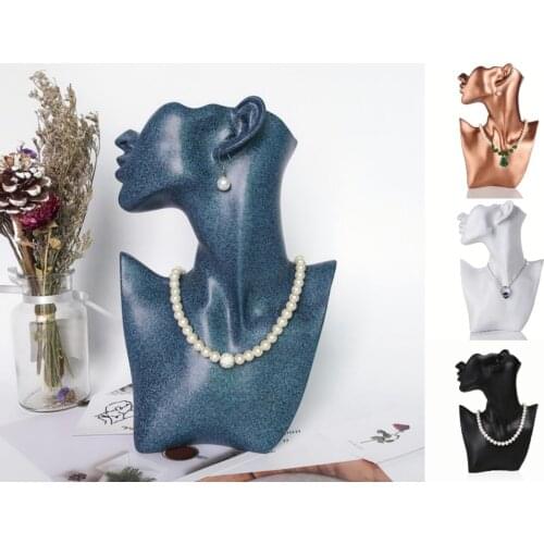 Elegant Resin Mannequin Earring Jewelry Pendant Necklace Display Stand Holder Bust Model Show Decorate Counter 4 Colors