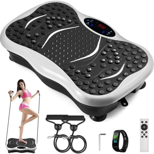350Lbs Fitness Vibration Plate Trainer Full Body Exercise Machine with 3 Levels Massage Remote Bluetooth USB Music
