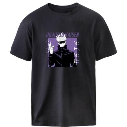 Gojo Satoru Jujutsu Kaisen T shirt Man Summer Anime Short Sleeve Top Clothes 2021 Male Loose Kpop Tees Graphic Graphic Tee