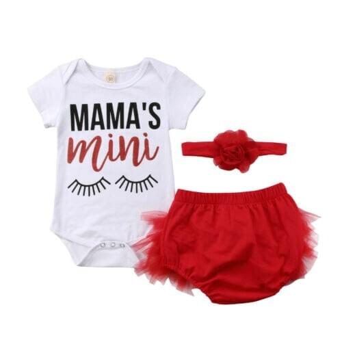 0-24M Newborn Baby Girls Short Sleeve T-Shirt Romper +Tutu Shorts Mini Skirts Outfits Clothes Set