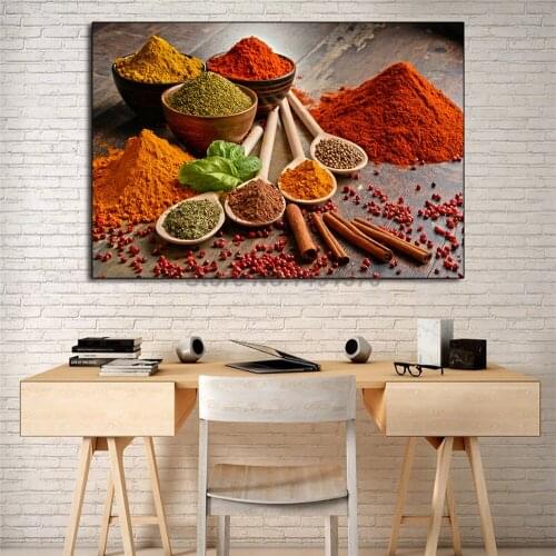 Colorful Grains Spices Spoon Kitchen Canvas Painting Posters And Prints Decorative Wall Art Pictures For Living Room Home Decor