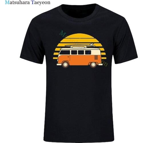 Summer Style Fashion Sunset Van Mens T-Shirt - Beach Camps car Combi Bus Short Sleeve Cotton Tee shirt men clothing
