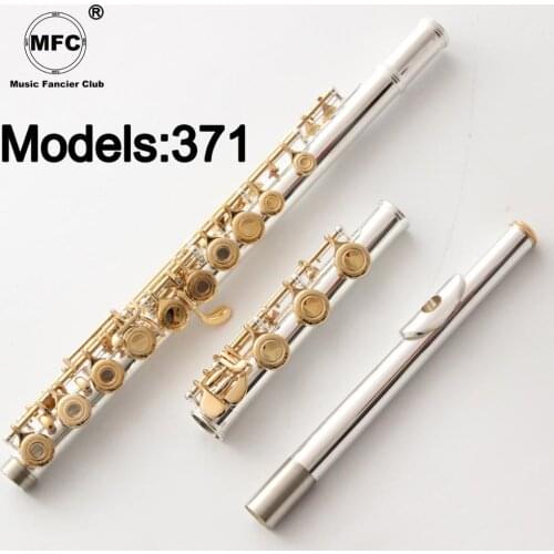 Music Fancier Club Flute 371 Engraving Hand Carved Keys Gold Plating Flutes B Leg Open Holes 17 Gold Keys