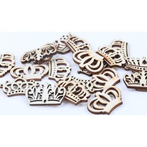 Natual Crown Pattern Wooden Scrapbooking Art Collection Craft for Handmade Accessory Sewing Home Decoration 30mm 20pcs MZ164
