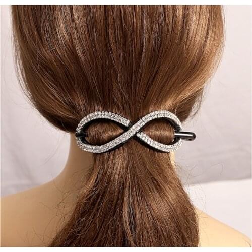 2016 New Hair Stick Crystals Hair Jewelry Ponytail Clips for Women Simple 8 Shape Hairpins Girls Hair Clamp Black/Brown HC300