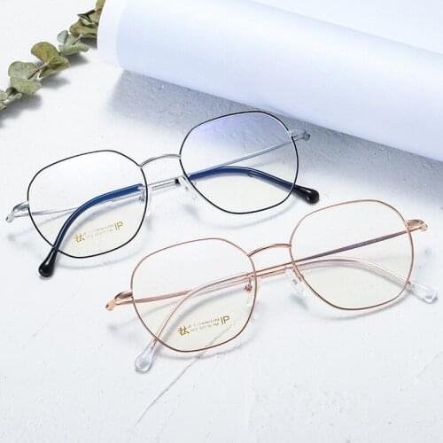2020 New Titanium Alloy Glasses Frame Polygonal Retro Pure Titanium Glasses Frame Ultra Light B Titanium Flat Mirror LP Plating