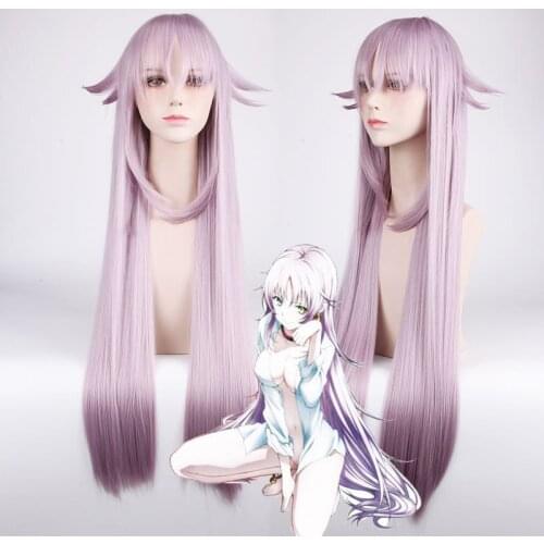 K NEKO Anime Cosplay Wig Synthetic Hair Perucas Halloween Costume Long Straight Light Purple Party Play Wigs For Women