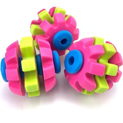 Pet Chawing Toy Three-Color Ball TPR Rotating Gear Pet Molar Bite-Resistant Dog Toy Puppy Cleaning Teeth Chewing Toys
