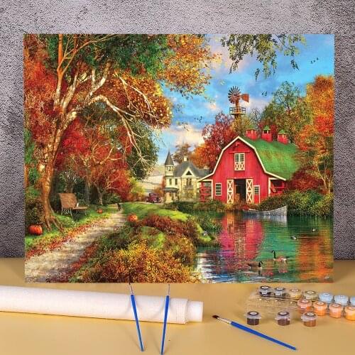 Landscape Natural DIY Paint By Numbers Complete Kit Oil Paints 50*70 Oil Painting New Design Crafts For Adults For Handicraft