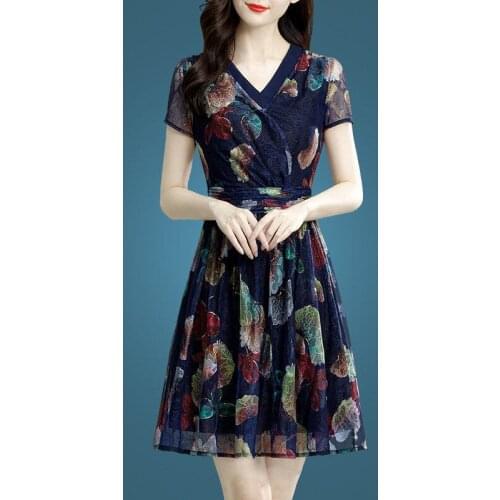 Embroidery Vintage Christmas Dress Women Summer Elegant Short Sleeve V-Neck Sexy New Year Party Plus Size S~4XL Vestidos 6460