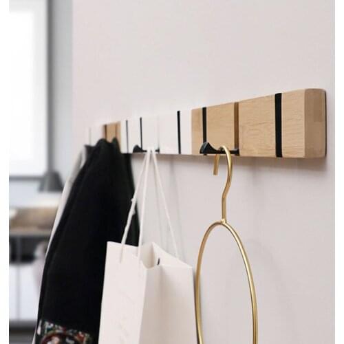 Hidden Coat Rack Wood Key Holder Wall Clothes Hat Storage Organizer Key Holder Clothes Hanger for Bathroom Home Decor Save space