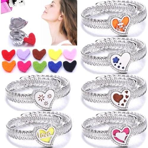 Heart-shaped stars Aromatherapy Bracelet Jewelry Essential Oil Aroma Diffuser Locket Adjustable Bracelets with pad women girl