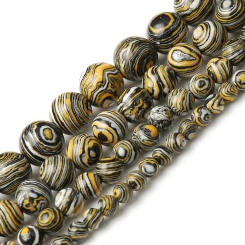 Yellow Malachite Mineral Beads Round Loose Stone Spacer Beads for Jewelry Making DIY Necklace Bracelet 15inch 4/6/8/10mm