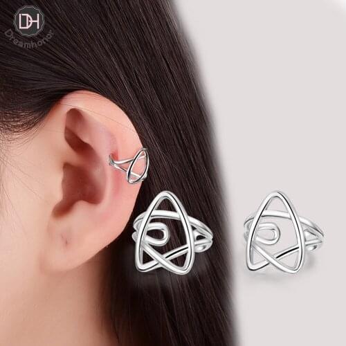 Dreamhonor 2021 Newest Design Fashion 925 Sterling Silver Hollow FIve Star Clip Earrings For Women Simple Earrings Jewelry